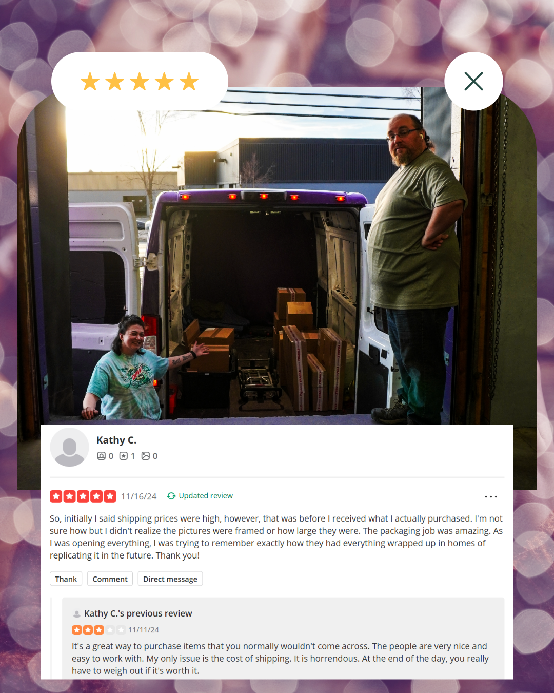 Customer shipping review