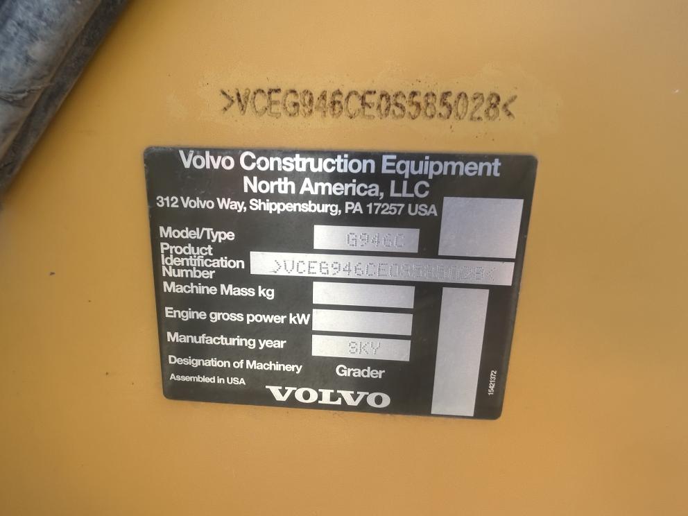 Image for 2016 Volvo G946C All Wheel Drive Motor Grader