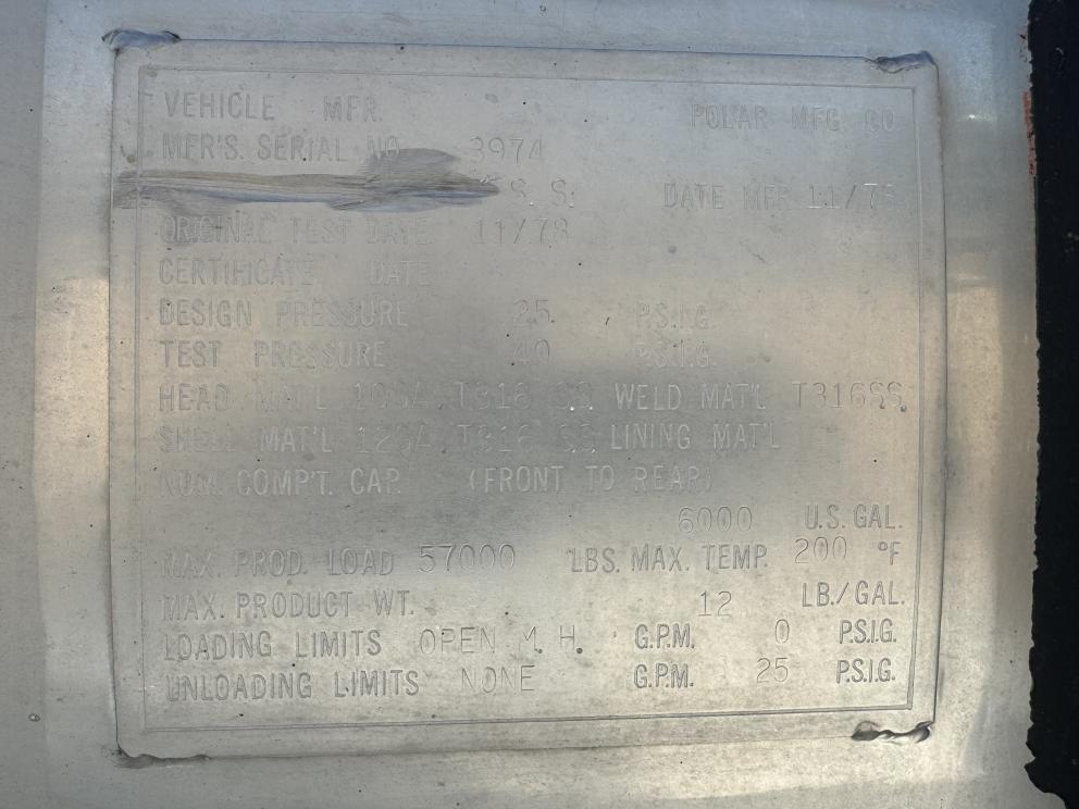 Image for 1979 Polar 6200 Gal T/A Stainless Tanker