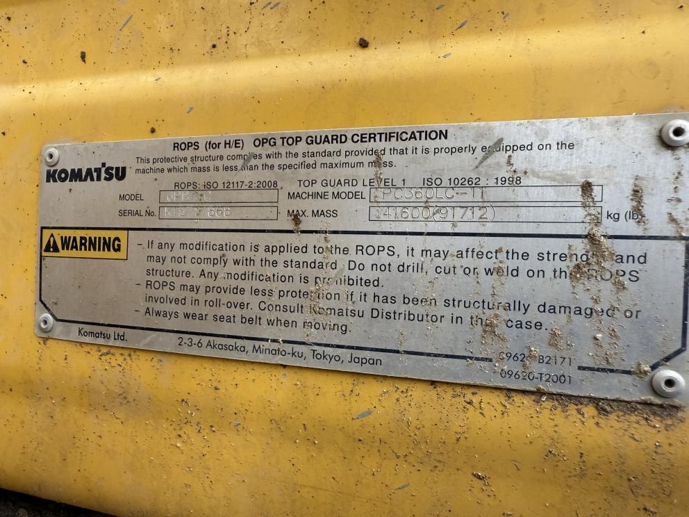 Image for 2016 Komatsu PC360LC -11 Excavator