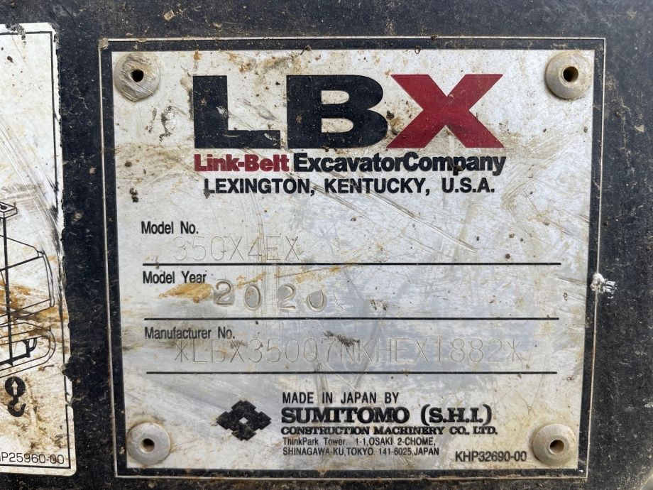 Image for 2020 Link Belt 350 X-4EX Excavator, Hydraulic Thumb, 55” Digging Bucket